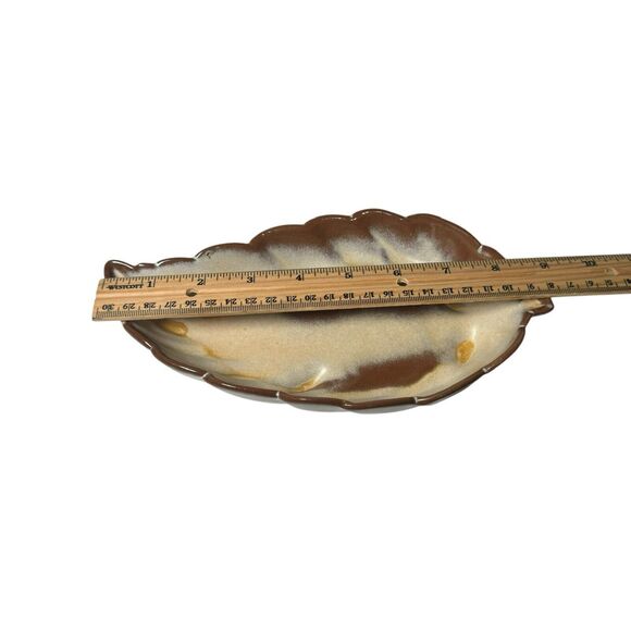 Vintage Frankoma Pottery Leaf Dish 226 Tray Cinnamon Brown - Picture 12 of 12